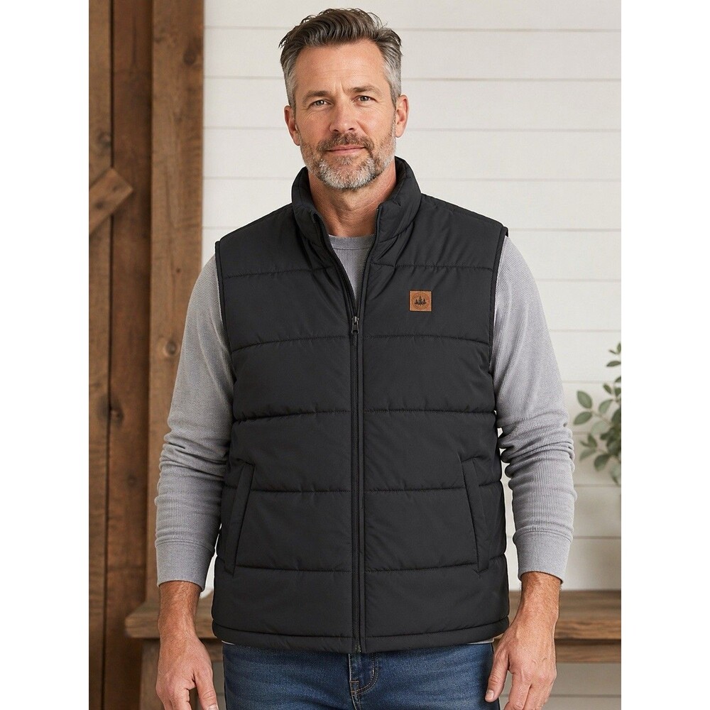 Field & Stream Black Puffer Vest Outdoor Quilted Full Zip 2XL  Fall Winter